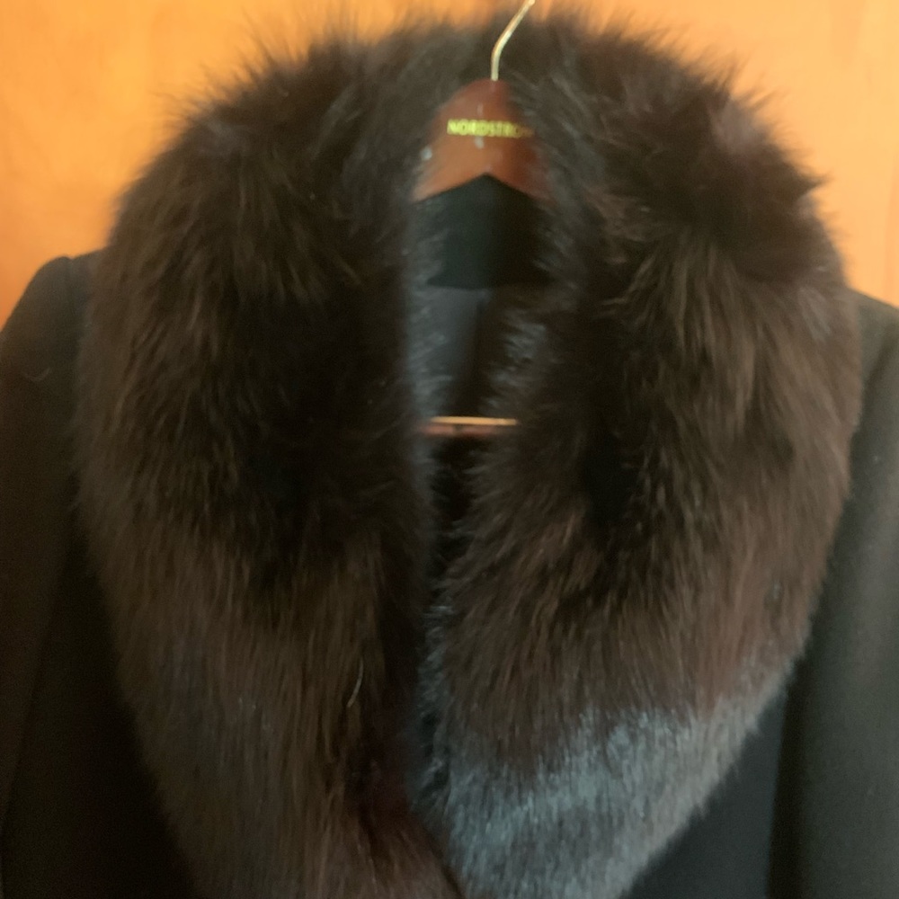 Regency full length cashmere coat with removable fox collar
